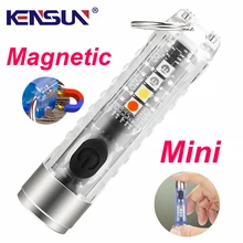 

Kensun Mini Led Flashlight Keychain Light Usb Rechargeable Tail Magnet Max 400 LM 10 Lighting Modes Uv Warning Light Waterproof