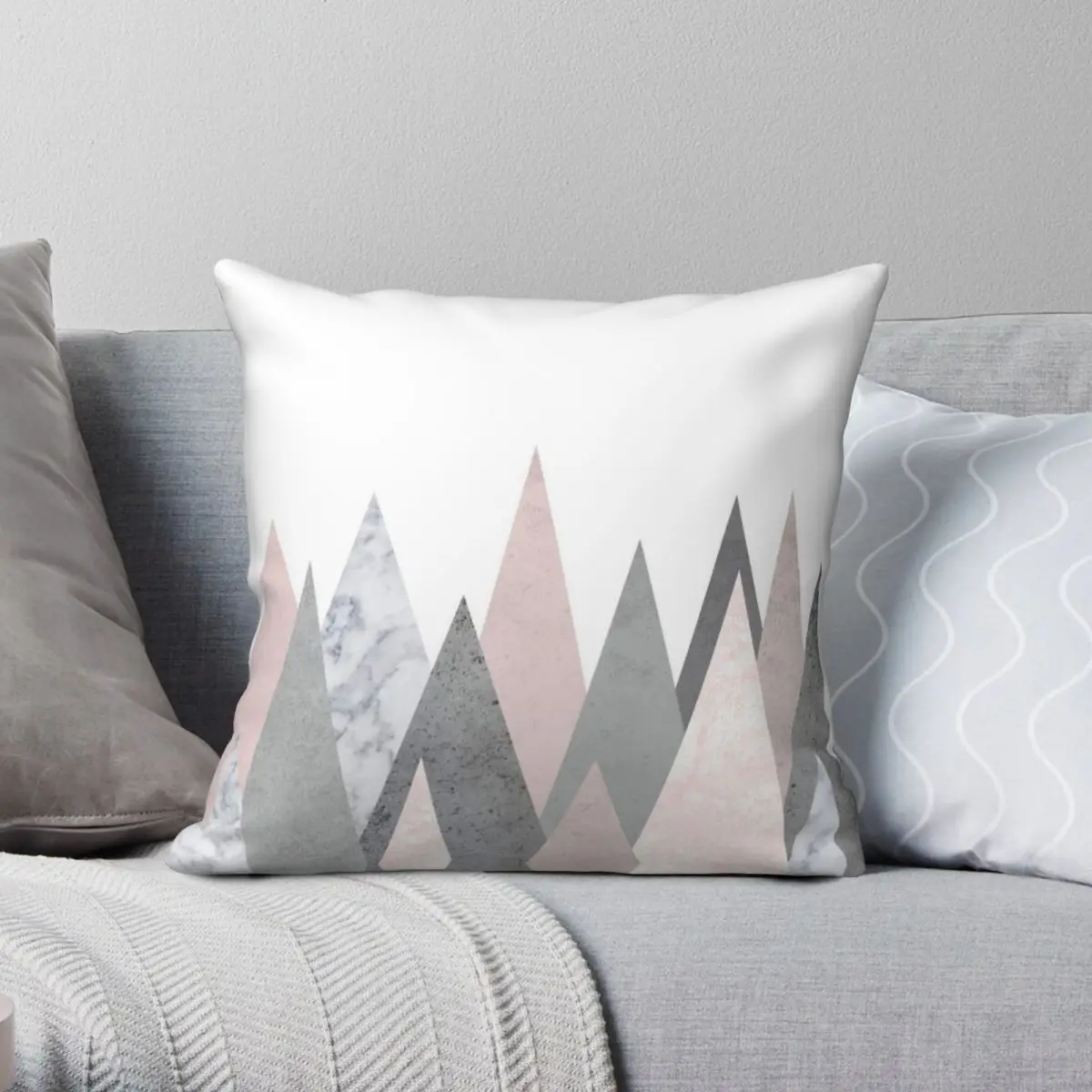 

Blush Gray Marble Mountains Square Pillowcase Polyester Linen Velvet Printed Zip Decor Room Cushion Cover