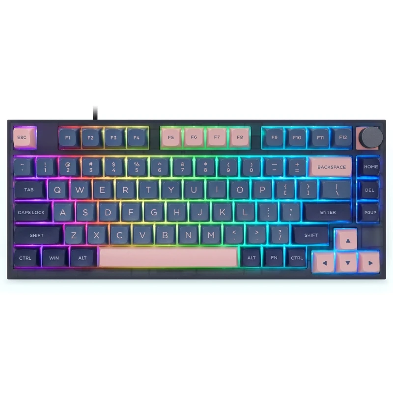 

K0AC GK75 Lite Mechanical Keyboard Gasket-like Mount Hot Swappable Programmable Keyboards with Rotary Knob RGB Keypad