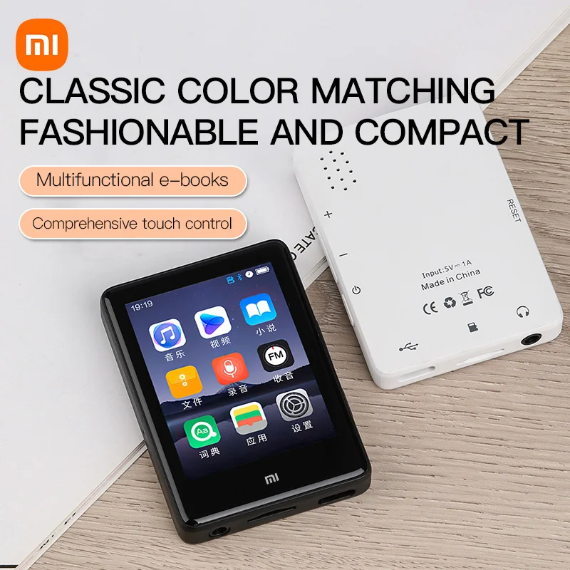 XIAOMI S18 MP4 Bluetooth Player, Tela sensível ao toque, Hi-Fi portátil, Música estéreo, Aprendizado de E-Book, Walkman, Alto-falante embutido, 2.4