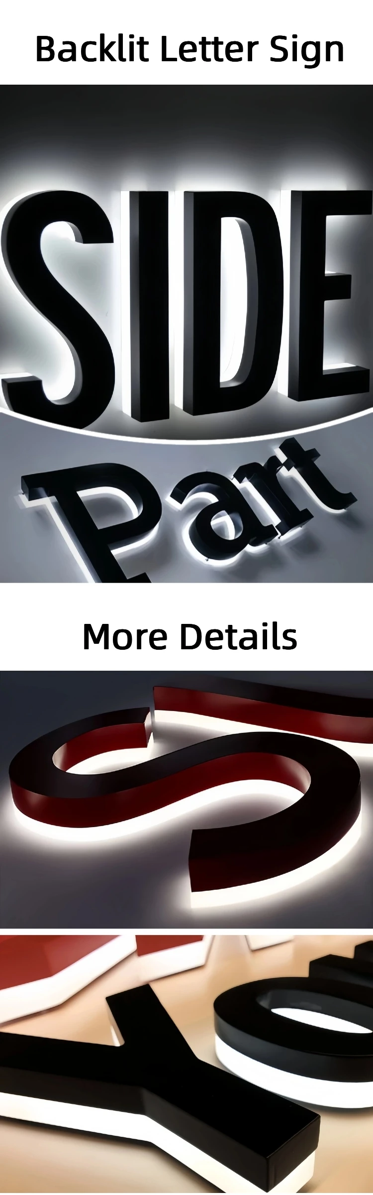 Description Picture 4 of itemBusiness Logo Sign Acrylic Custom Logo Decoration Office Door Sign Wall Sign 3D Custom Outdoor LED Backlit Shop Advertising Sign