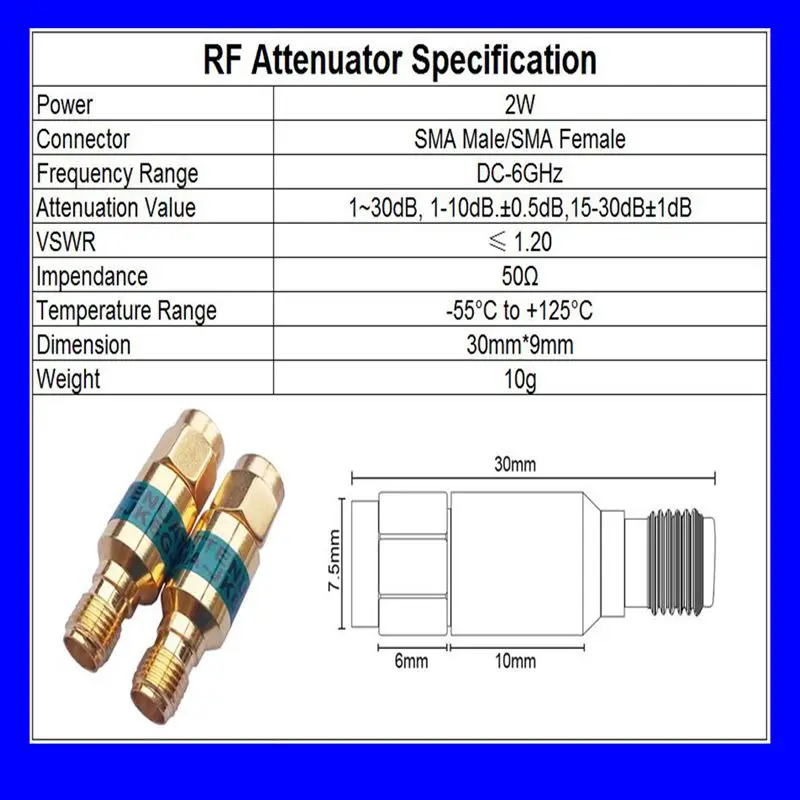 frete gratis atenuador coaxial rf 2w dc 05