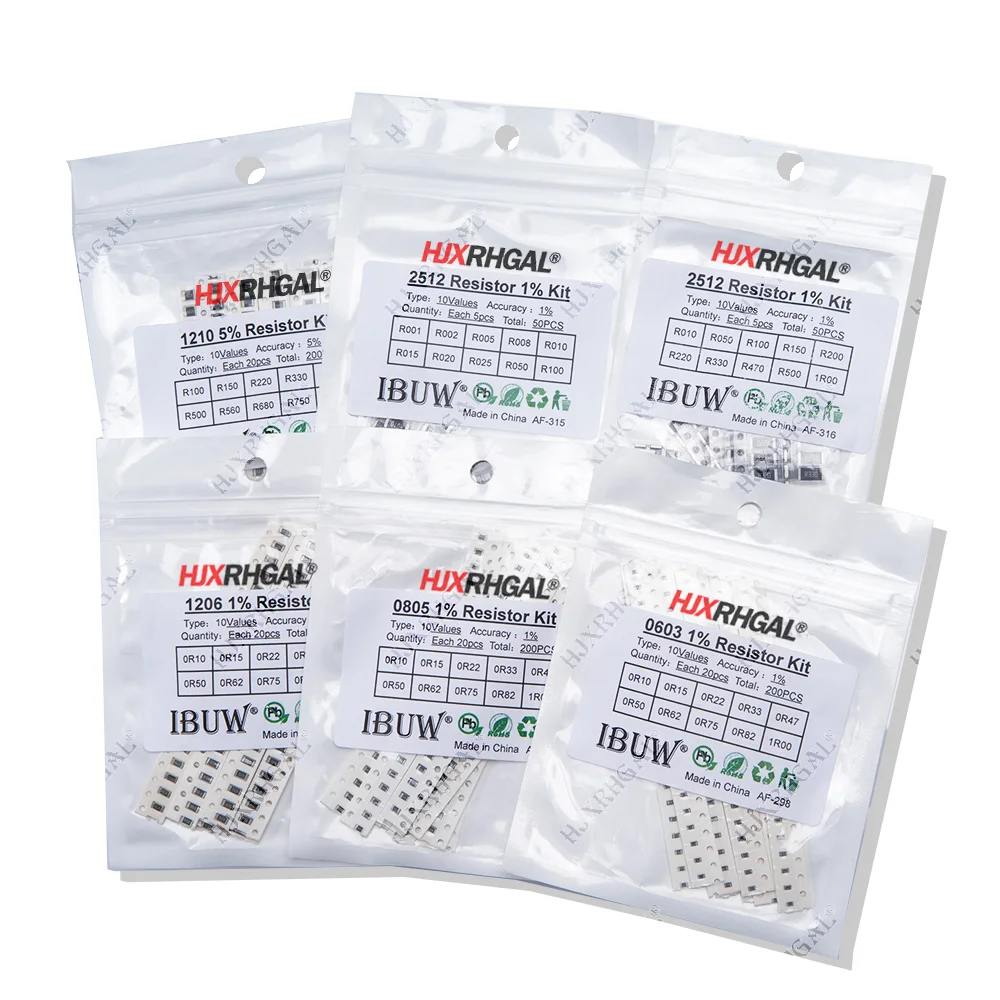 SMD Resistor 4000PCS 0402 SMD Resistor Kit Assorted Kit 10ohm-1M ohm 5% 80valuesX 50PCS=4000PCS Sample 0805 0603 1206 2512 1210
