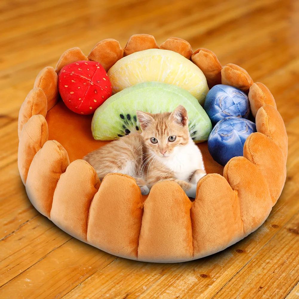 Fruit‑shaped Pillow for Dogs Cute Pets Pad Tart Bed Mat Kennel with Fruitshaped Pillow for Dogs Cats Keep Warm Pets Kennel