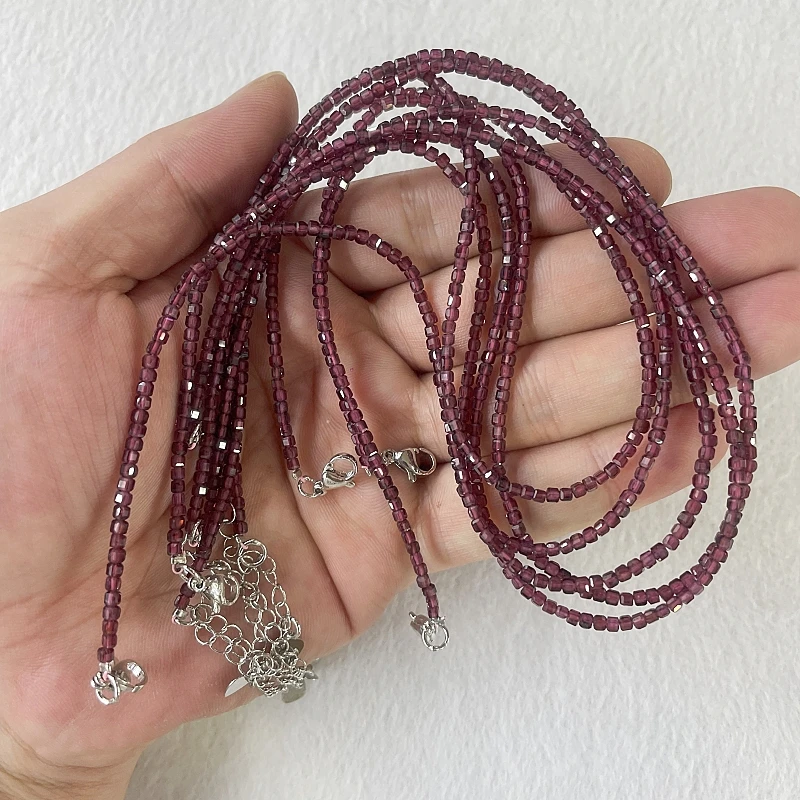 

Super Shiny Crystal Necklaces Simple Small Beads Necklaces Facted Natural Stone Choker Clavicle Chain Women Jewelry Male gifts3m