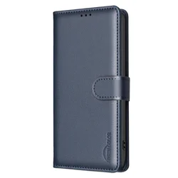 Deluxe RFID Blocking Leather Flip Case with Business Card Stand for Moto G73 5G (Blue)