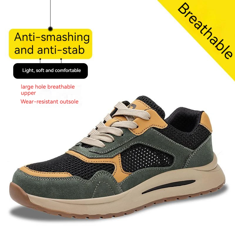 Diansen 2023 Herren Sicherheitsschuhe Neue Sommer Mesh Leichte Atmungsaktive Sneaker Pannensichere Rutschfeste Schutzarbeit_voghion.com