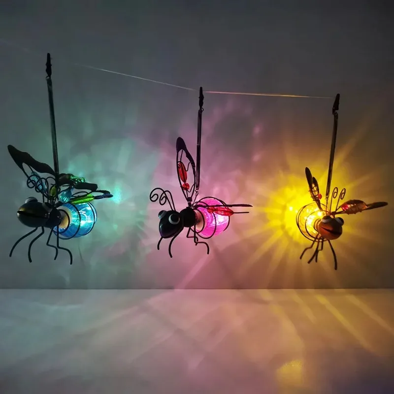 5PCS Solar-Powered Hanging Metal Ladybug Light  Garden Decor  Lady Sculpture with Bouncy Springs Summer Outdoor Art Decorations 2