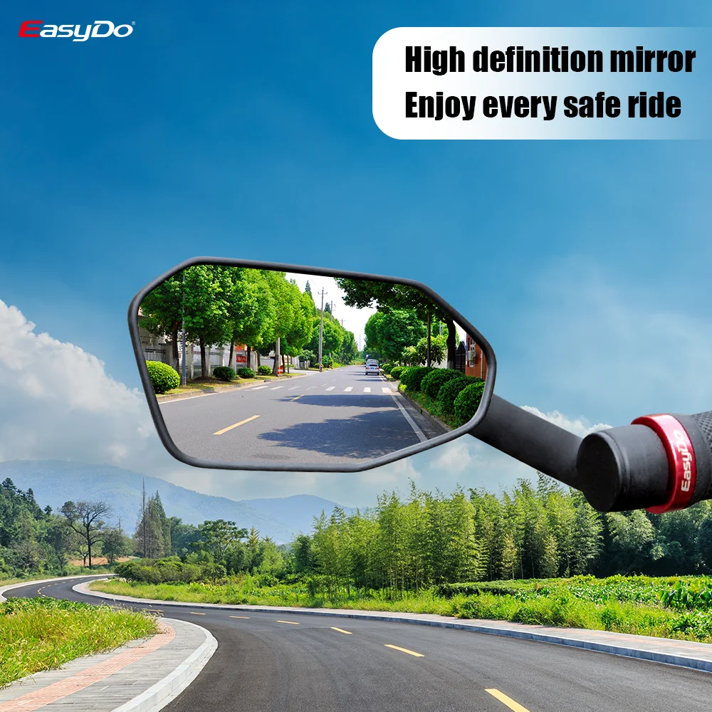 Bicycle Rearview Mirror EasyDo Bicycle Mirror Rotatable Handlebar End Bike Rearview Mirror Durable Wide Angle Adjustable Reflector for MTB Road E Bike