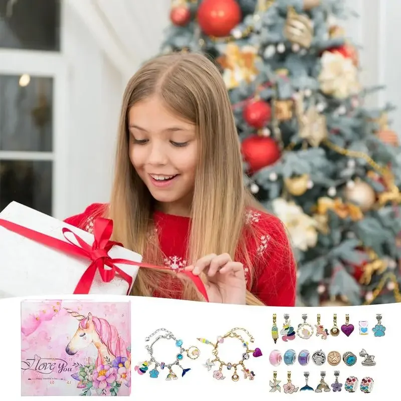 DIY Merry Christmas Jewelry Kit Box girls Advent Calendar Party Decor Countdown Calendars Home Kids Supplies Xmas Party