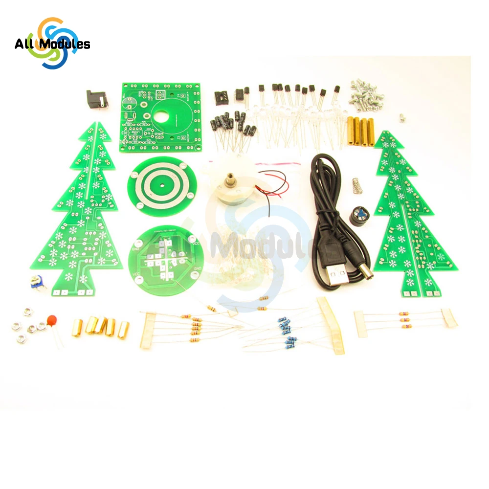 

Lights Colorful Rotating Music Three-dimensional 3D 7-color LED Breathing Light Kit Electronic DIY Fun Kit