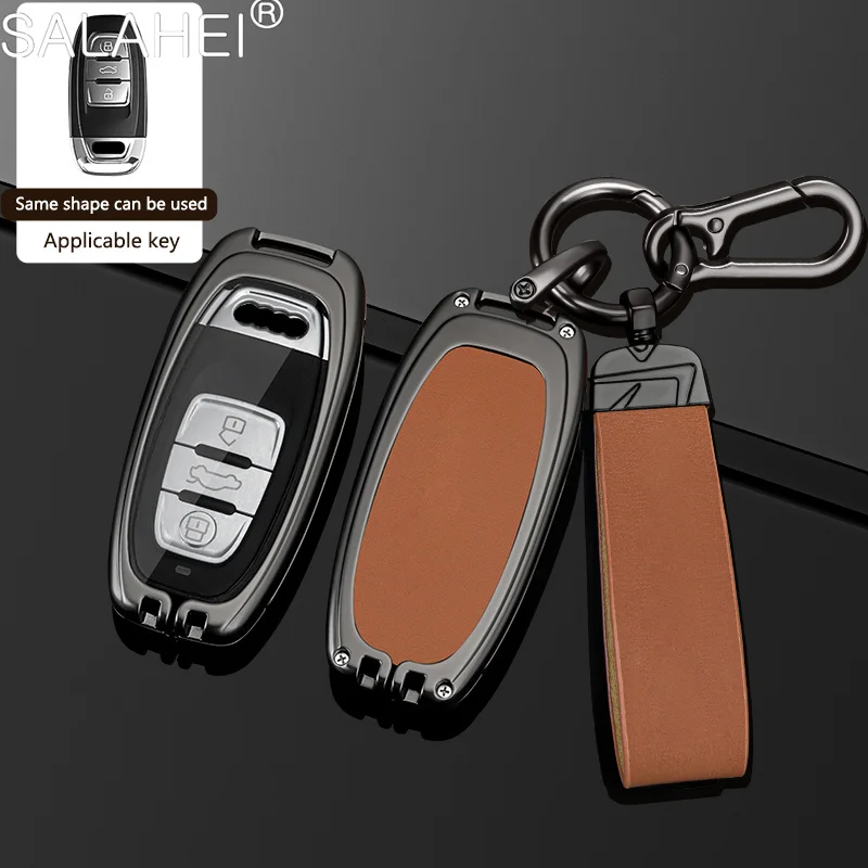 

Zinc Alloy Leather Car Remote Smart Key Cover Case Shell For Audi A1 A3 A4 A5 A6 A7 A8 Quattro Q3 Q5 Q7 2009-2015 Accessories