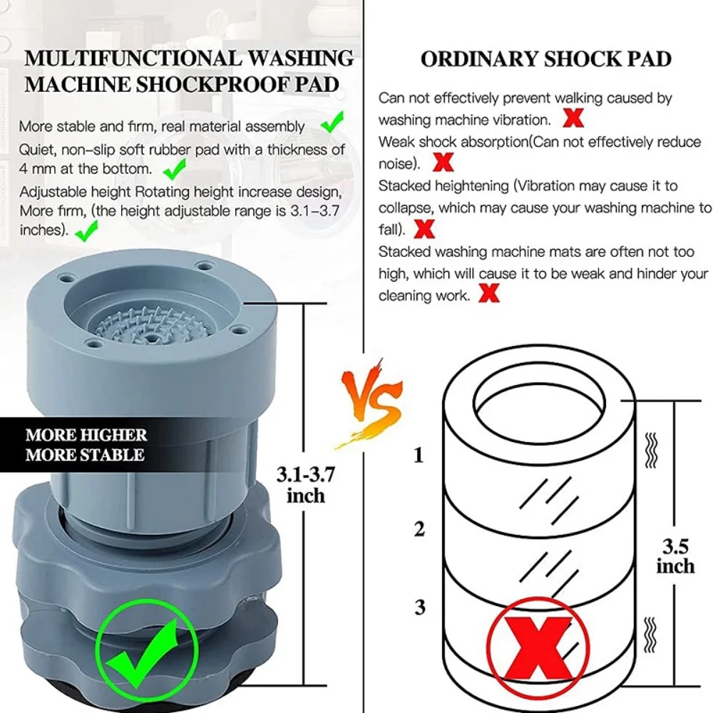 Anti Vibration Pads 4Pcs Universal Washing Machine Rubber Feet Mat Noise-reducing Furniture Lifting Foot Base