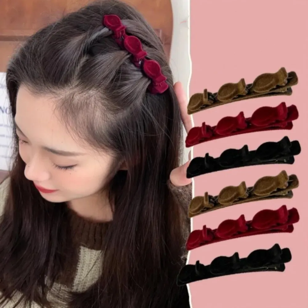 Women Flocked Hair Clip Braided Hairpins Elegant Sweet Hair Decorate