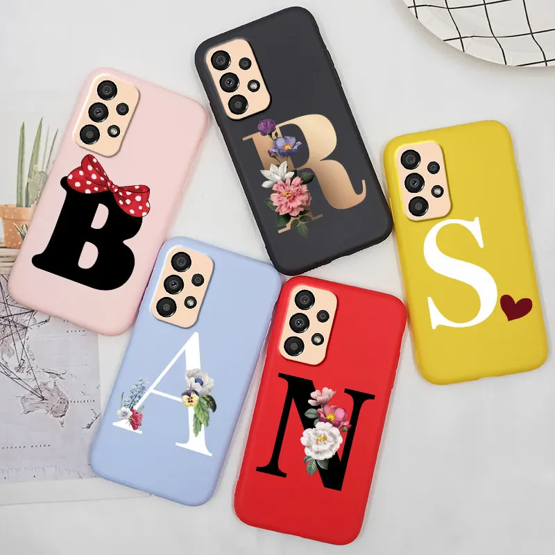 A33 5G Custodia Alfabeto Lettera Custodia Morbida In Silicone Per Samsung Galaxy A33 Custodia Paraurti Con Fiocco Fiore 6.4 "A 33