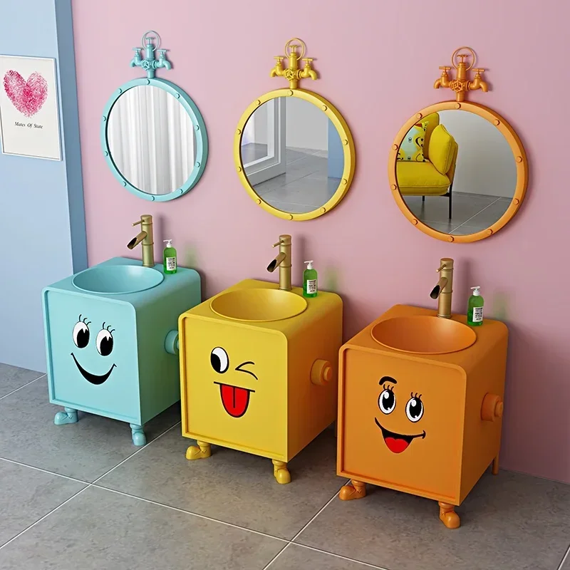 Kindergarten personalized wrought iron color washbasin industrial wind landing   creative cartoon children