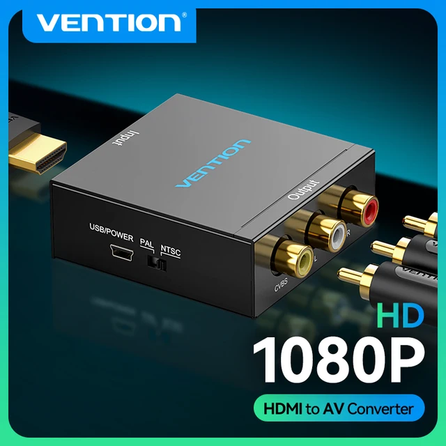 Vention Video Adapter HDMI to AV Converter HDMI to RCA CVBS L/R 1080P HDMI Switch with Mini USB Power Cable for TV Box AV HDMI