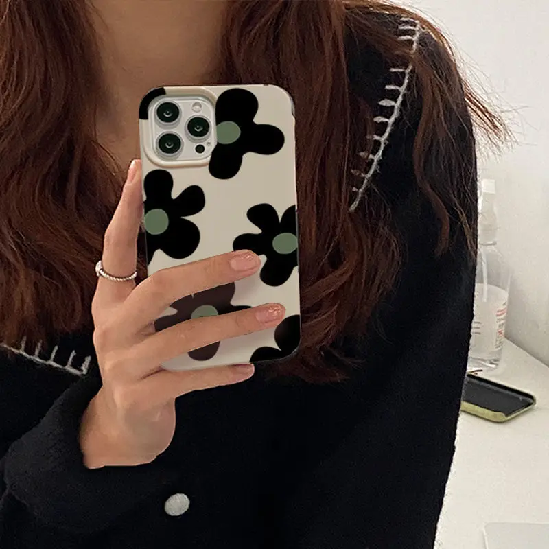 Cool Art Flower Khaki Phone Case For iPhone 13 14 Pro Max 11