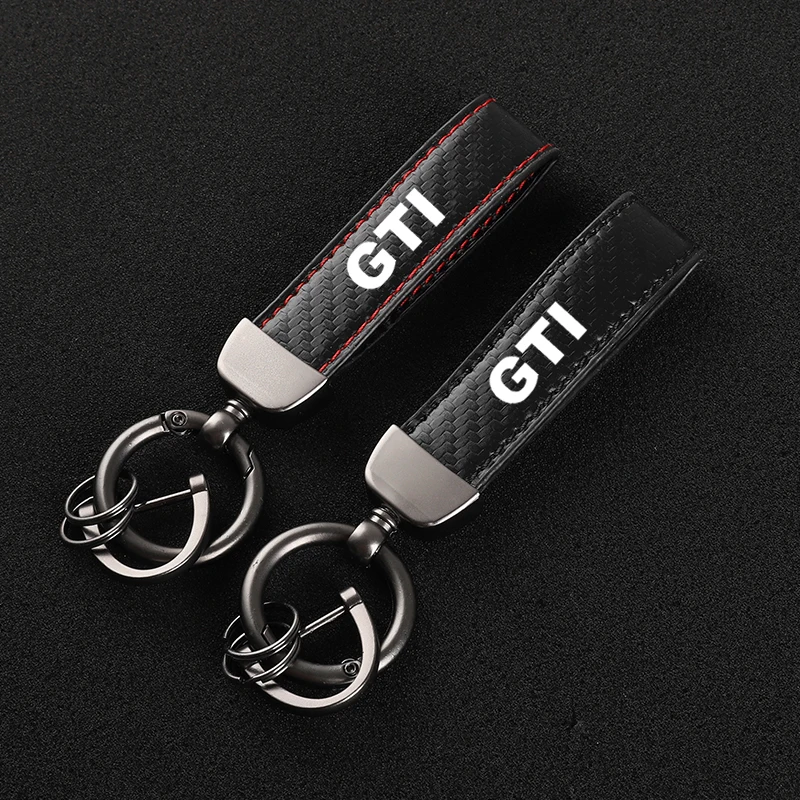 

Leather car keychain Horseshoe Buckle Jewelry for Golf 4 5 6 7 8 MK4 MK5 MK6 MK7 MK8 GTI Car Accessories