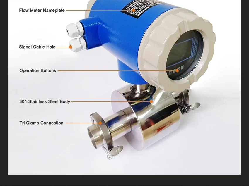 1 2 Inch Clamp Connection Electromagnetic Flow Meter Stainless Steel 304 316 Flo