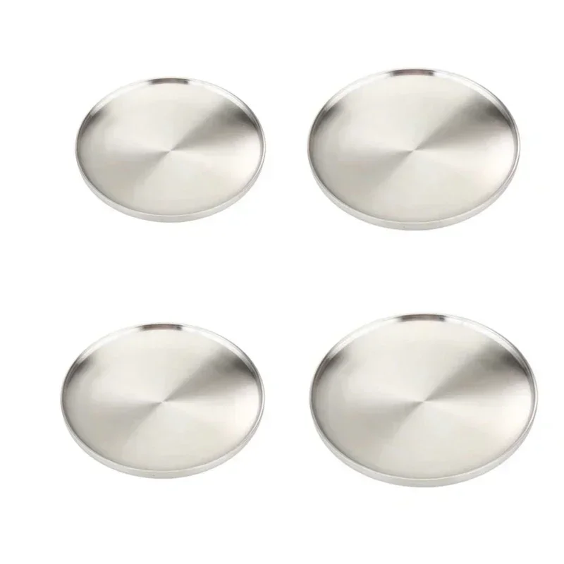 Stainless Steel Double Round Layer Dinner Plate Insulation Heat Dish Anti-scald Korean Bowl Seasoning Dish Supplies Kitchen