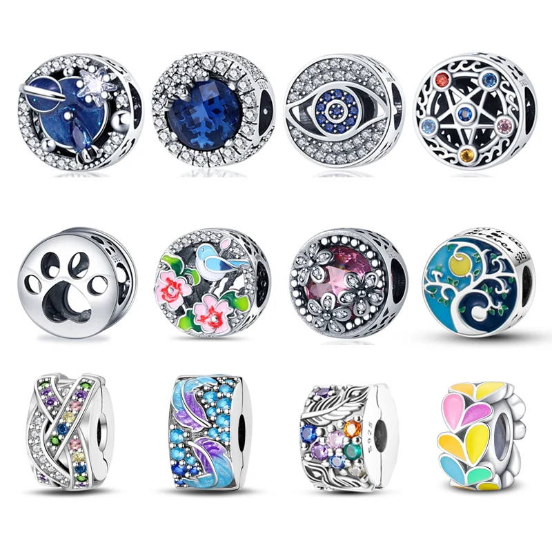 925 Sterling Silver Multicolor Oblate Series Charms Beads Suitable For Original Pandora Bracelet Diy Make Accessory Wholesale wostu real 925 sterling silver reflections clip charms round crystal cross beads fit original for pandora women bracelet make