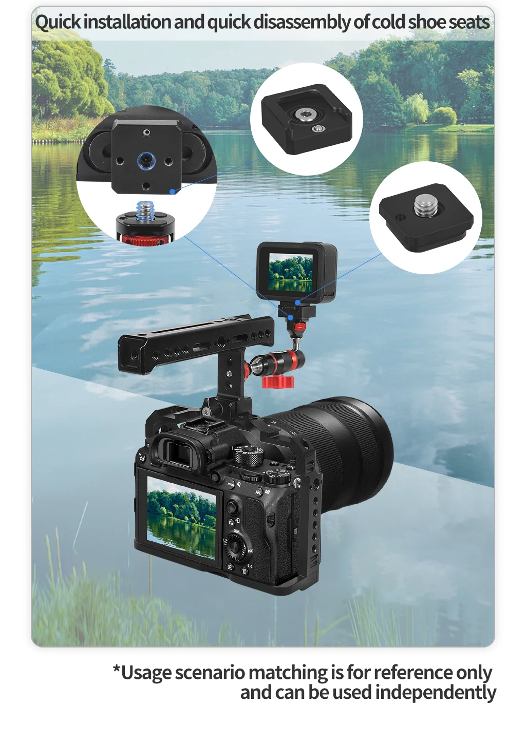Quick Release Cold Shoe Mount 1/4 Screw for GoPro Hero 13 Insta360 Action Camera