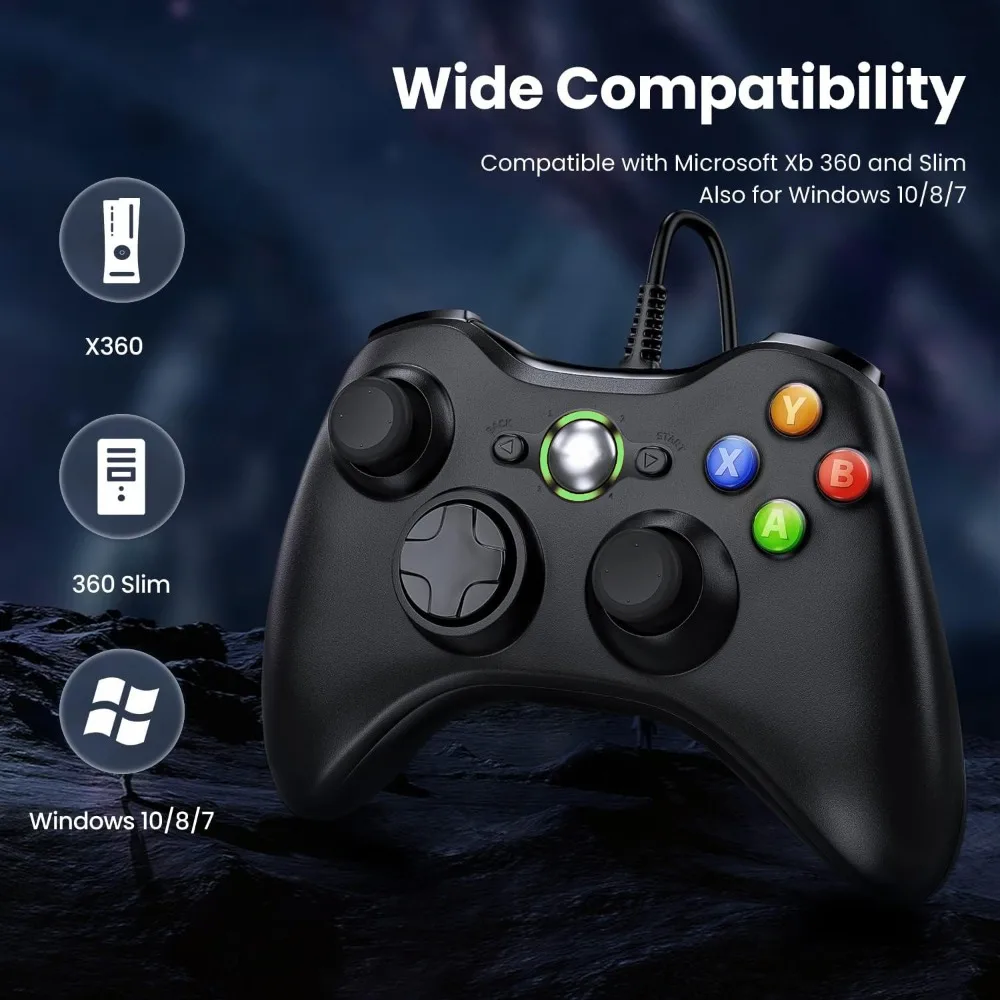 Xbox 360 Controller Cablato Usb Remote Gamepad Pc Gaming Control Windows 7/8/10/11 Joystick Accessori Per Console Per Videogiochi Joypad