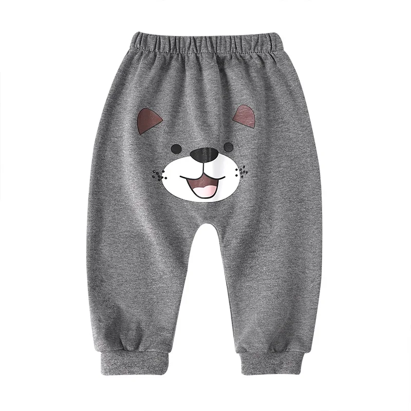2025 Ins Spring Autumn Baby Boys Pants Elastic Cartoon Panda Print Striped Ruched Cotton Newborn Boys Pants Toddler Boys Pants 5