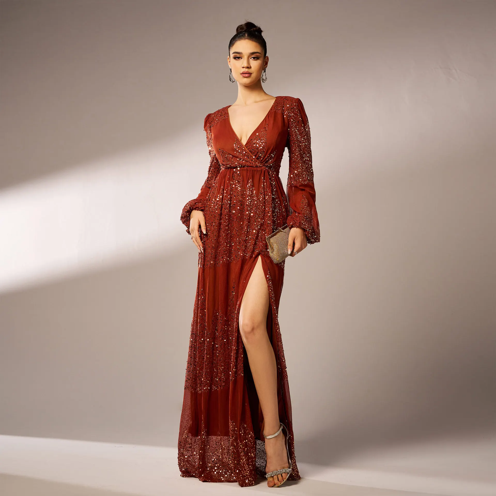 green emerald velvet dress European Pink Evening Dress| Evening Dresses S / Pink / Satin