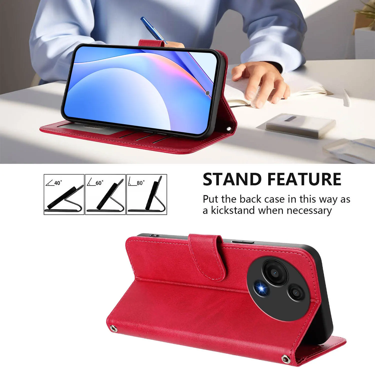 Enhanced RFID Shielding Leather Flip Wallet Phone Case with Stand and Card Slots
