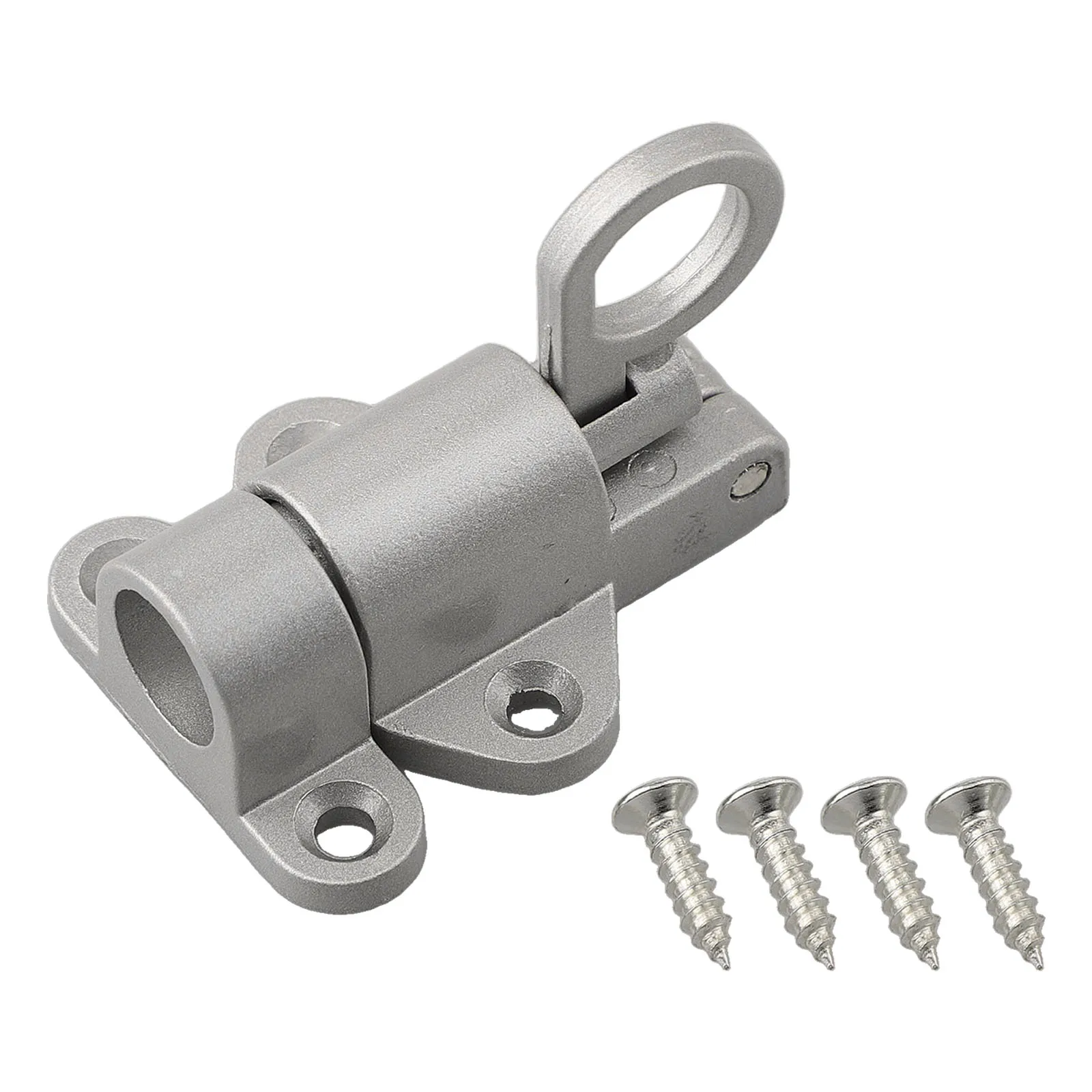1 Set Self-closing Latch Bolt Spring Loaded 58 X 44 Mm Aluminum Alloy Black/White/Silver Pull Ring Bounce