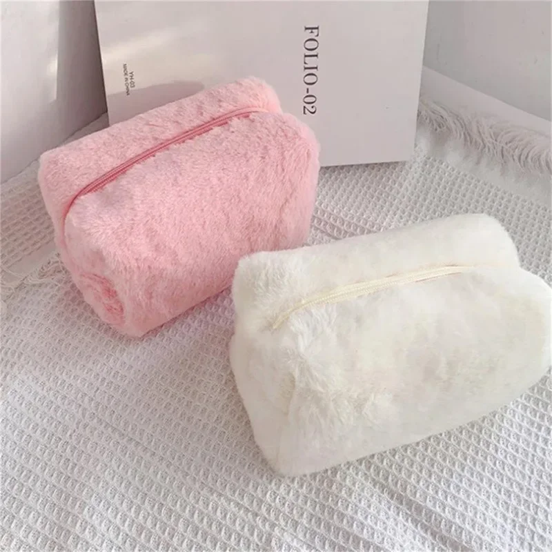 Plush Makeup Bags for Women Soft Travel Cosmetic Bag Organizer Case Young Lady Girls Make Up Case Necessaries Storage Bag 3