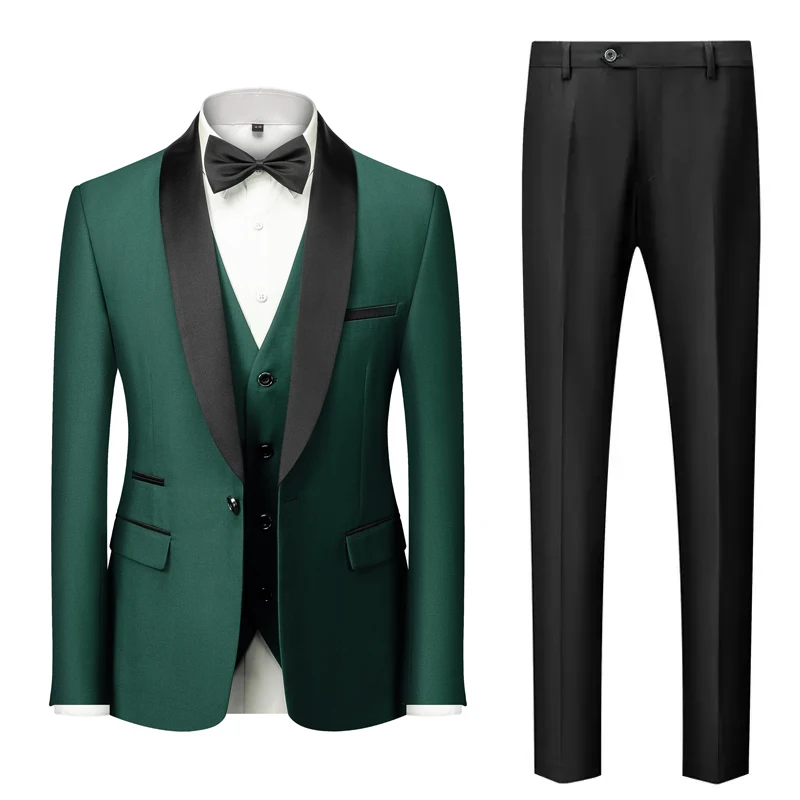 M-6XL giacca gilet pantaloni tinta unita uomo formale Business Office Suit sposo abito da sposa Party Blazer gilet pantaloni Tuxedo