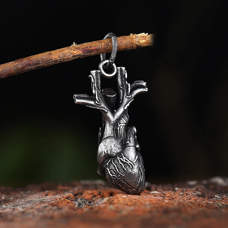 Cupimatch Collana Uomo Pendente Ciondolo Cuore Organo Anatomico Apribile Catena Acciaio Inossidabile Argento