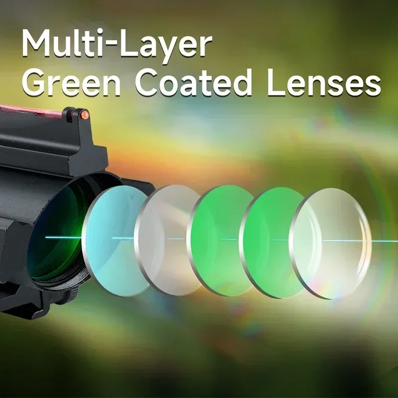 Tactics 4X32 Red Dot Sight Tri-Illuminated Reflex Sights Red Fiber Optic Rifle Scopes Crosshair Airsoft Hunting Scopes