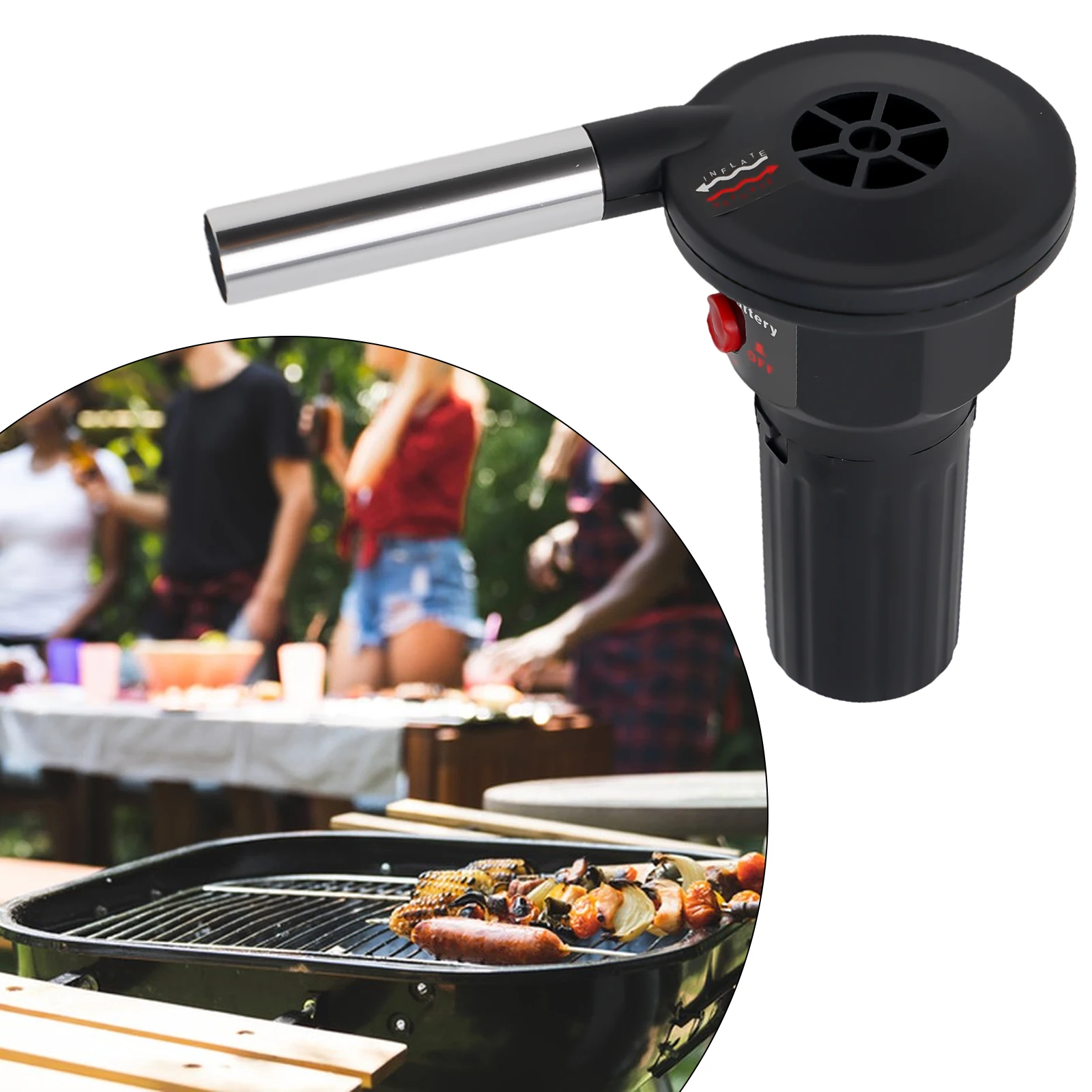 

1pc Portable Electric BBQ Fan Air Blower Outdoor Camping Barbecue Hair Dryer Fire Tool Ignition Picnic Hand Blowers 143x70x130mm