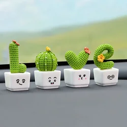 Set of 4 Resin Succulent Cactus Decor for Car, Office, Home, and Living Room (B)