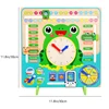 Montessori Wooden Frog Clock Toys For Kids,Learning Calendar,Weather,Season,Time,Week,Early Educational Toy for Boys And Girls 6