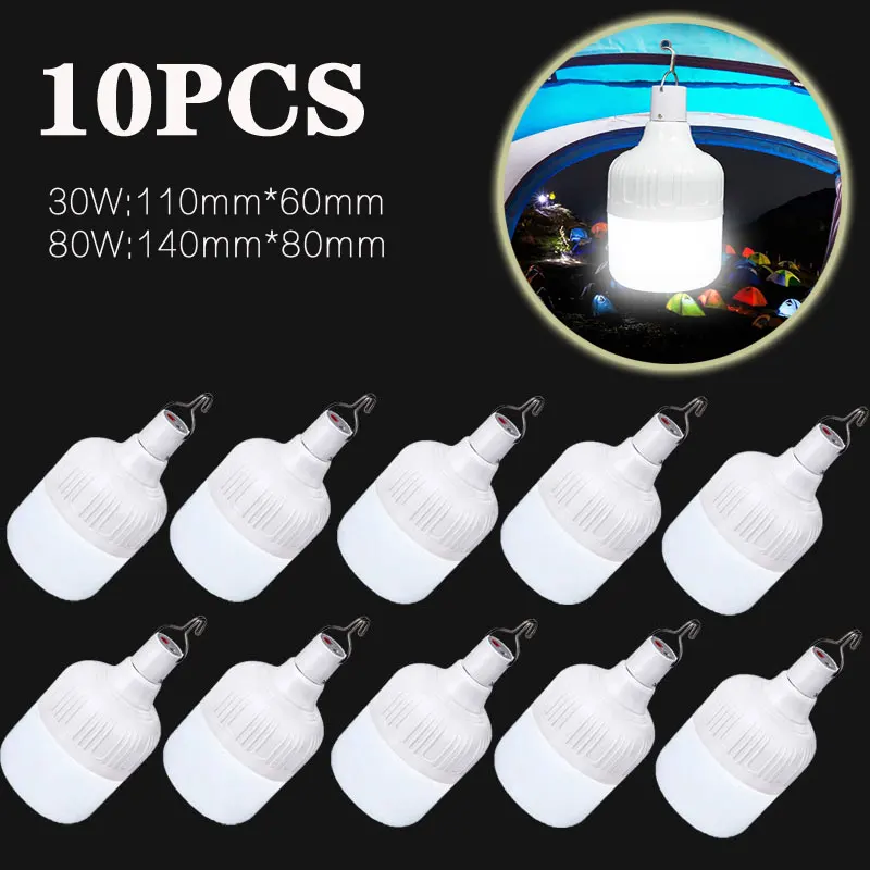 

10PCS Rechargeable Light Camping Portable Lanterns Outdoor Lantern Bulb BBQ Tente Familiale Camping USB Rechargeable LED Lamp