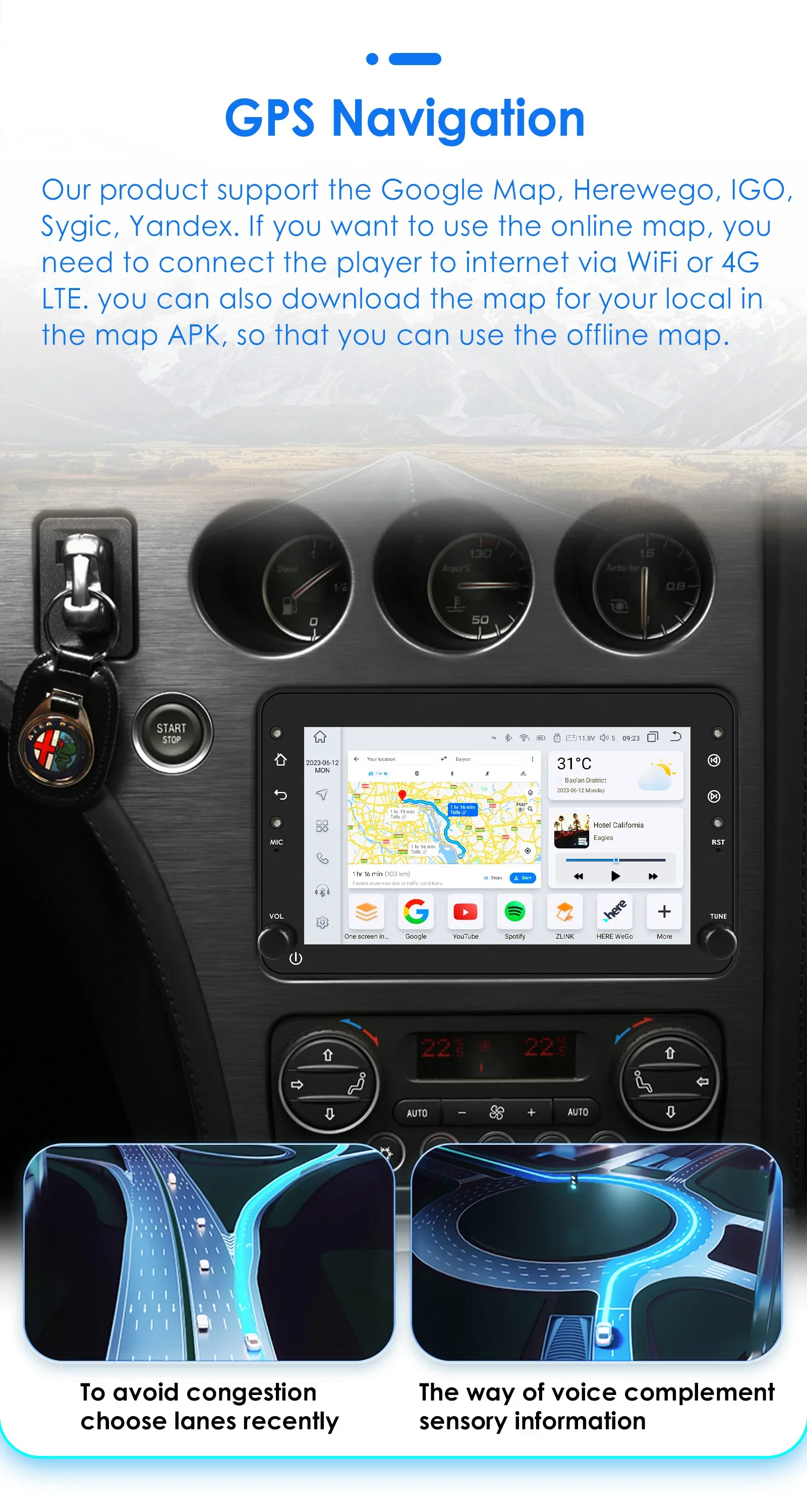 Autoradio Android 14 Pour Alfa Romeo Spider/159/Brera - 7 Pouces, CarPlay, Android Auto, GPS