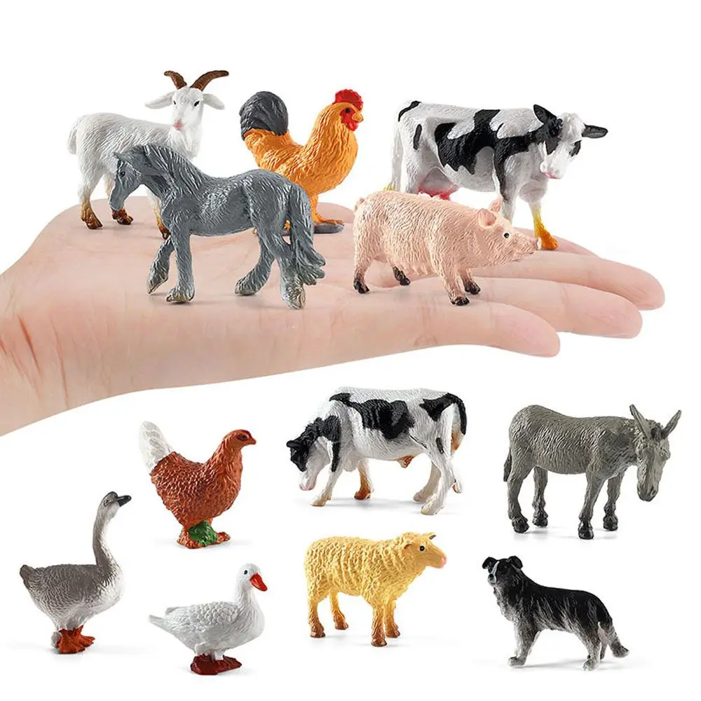 Realistic Animal Model Simulated Poultry Figurines Miniatures Farm Dog Duck Cock Models Education Toys for Children Kids Gift
