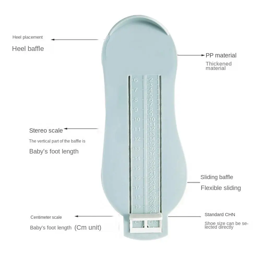 Universal Plastic Foot Care Tool, Medidor de Medição do Pé, Sapatos Tamanho Medindo, Crianças Pés Régua, Medida Ferramenta, Acessório