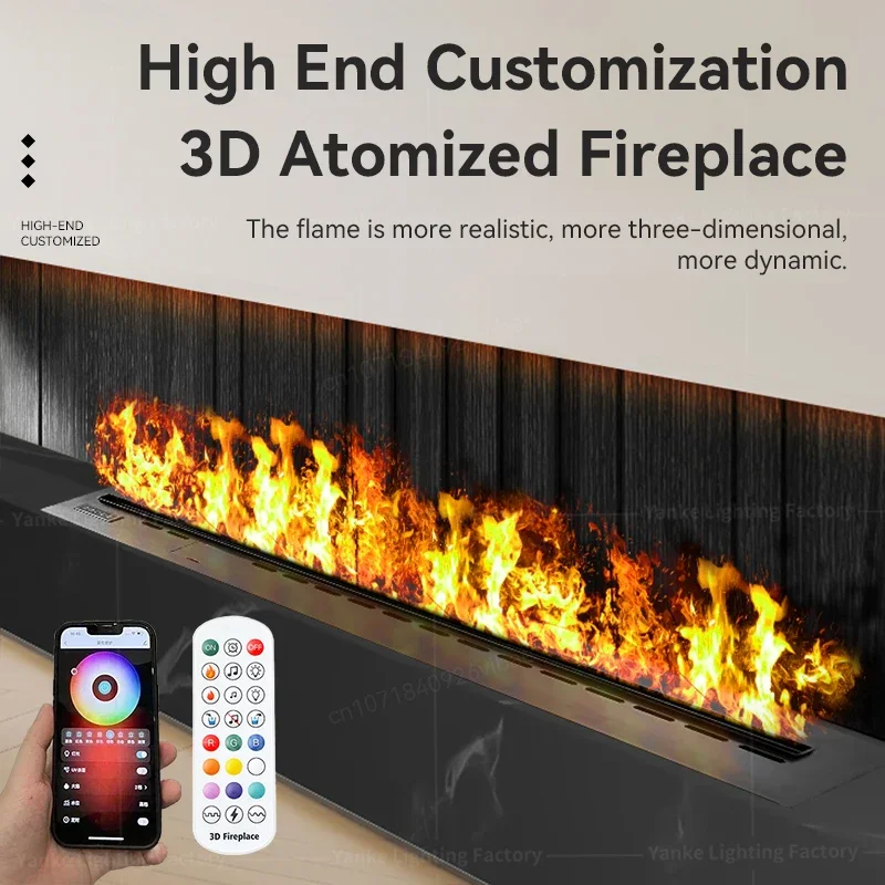 Smart Fireplace APP Control 3D Colorful Flame Atomized LED ECO Water Vapor Indoor Electric Fireplace TV Wall Living Room Decor