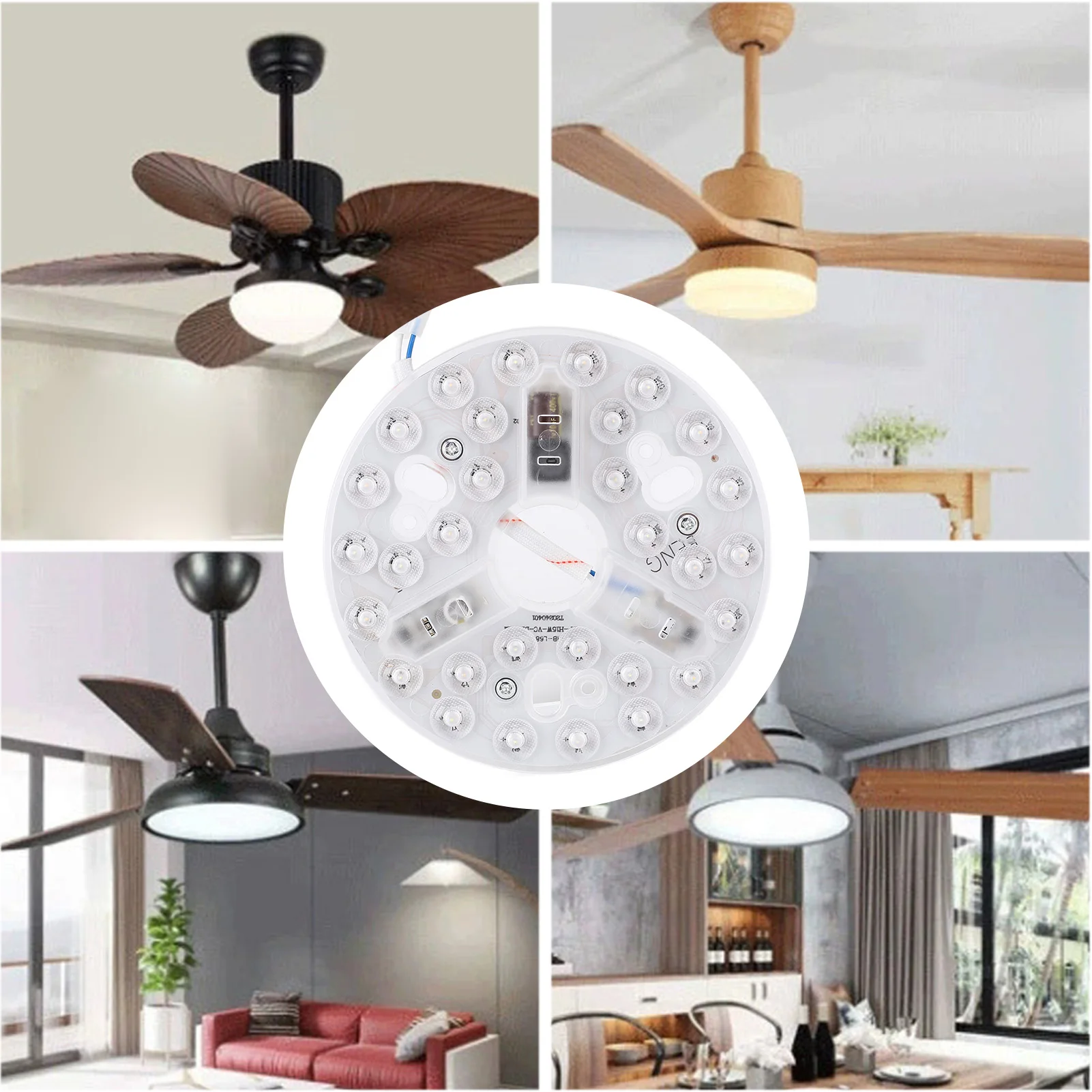5.3 Inch LED Light Retrofit Kit Ceiling Fan LED Light Memory Function 95 To 265V 3 Color Dimmable 3000K 4200K 6500K for Indoor