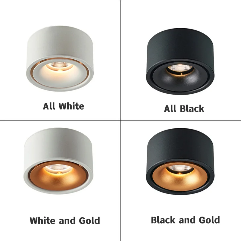 Aluminum Round Surface Mounted COB LED Spot Light Downlights 7W12W15W18W Ceiling Lamps AC110V/220V driverless Home Lighting