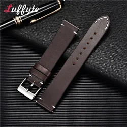 Vintage Leather Quick Release Watch Strap - Premium Cowhide Bracelet Accessory - 22mm (Dark Brown)