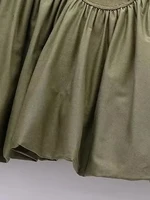 Women's Patchwork Ribbed Poplin Puff Mini Dress, Straight Neck, Thin Straps, Female Dresses, Sexy Fashion - Image 6
