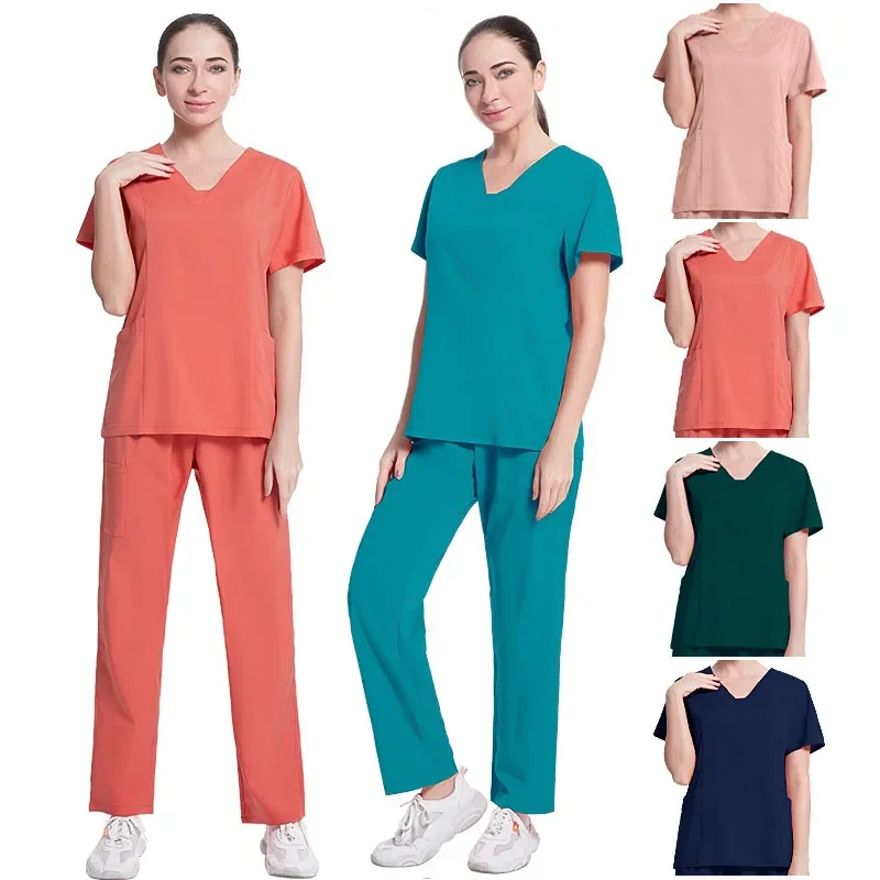 Stretch-Women-Medical-Scrubs-Sets-Hospital-Work-Uniforms-Surgical-Gowns ...