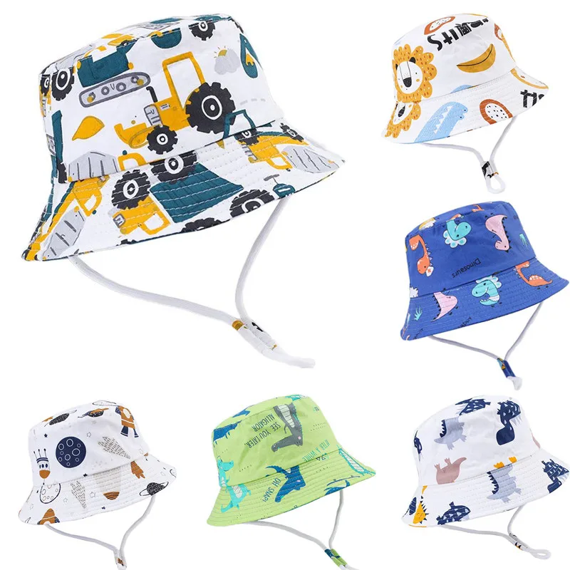 Baby Sun Hats For Boys Girls Cartoon Bucket Hat UV Cotton Summer Panama Girls Hat Bonnet Kids Toddler Children Fisherman sun hat,sun protection hat,fisherman hat